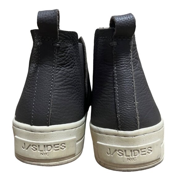 J Slides NYC Ankle Sneakers Gray Leather Sz 7 M Womens Flat - Picture 9 of 15